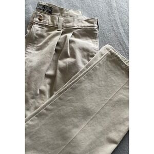 VTG Old Navy Khakis Mens 35x30 Beige Pleated Cotton Chino Pants USA Made **Read